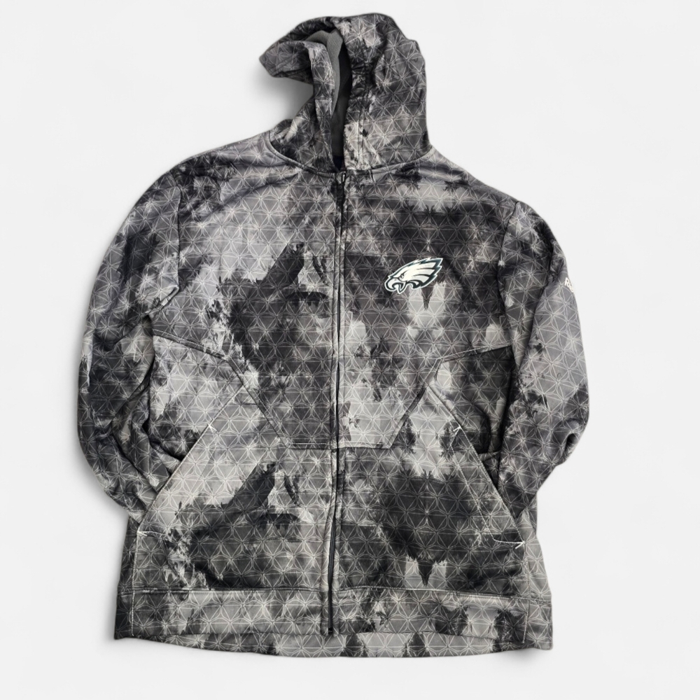 Philadelphia Eagles Reebok Men's Gray Full Zip Hooded Jacket Large